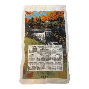 1973  Linen Calendar Towel Kitchen Spices Fall  70's Grandma Decor RBatchelder